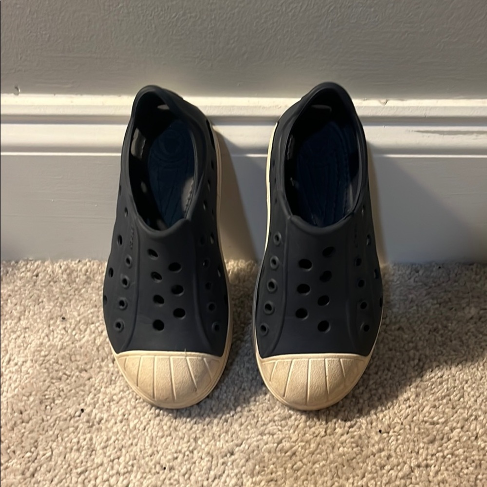Black Slip-On Shoes with White Soles
